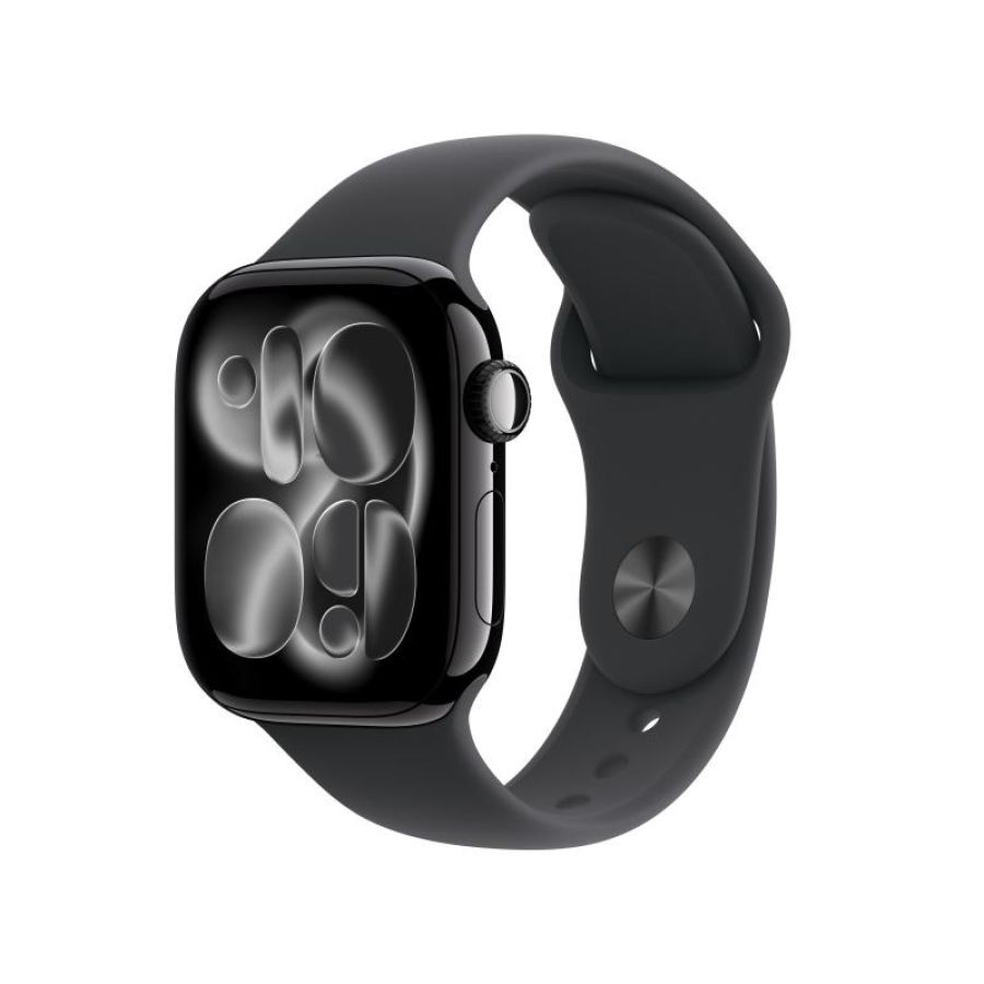 Apple watch series 11 gps 42mm jet black aluminium gehäuse mit sport band (black) - s/m