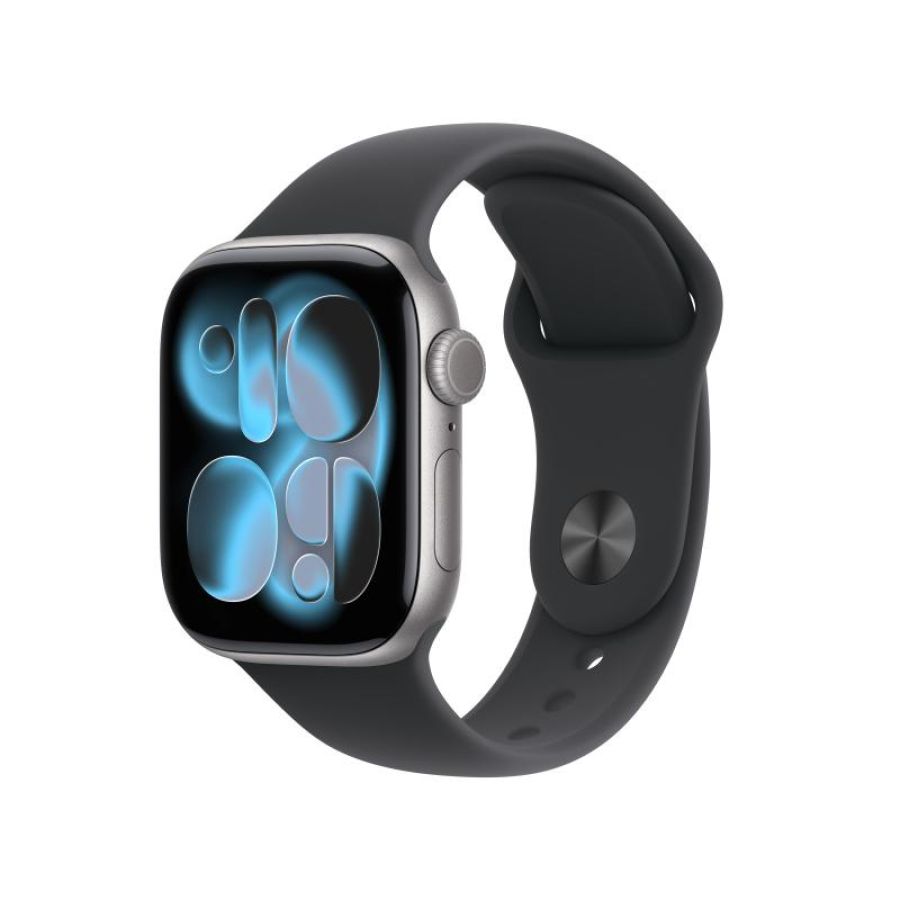 Apple watch series 11 gps 42mm space grey aluminium gehäuse mit sport band (black) - s/m