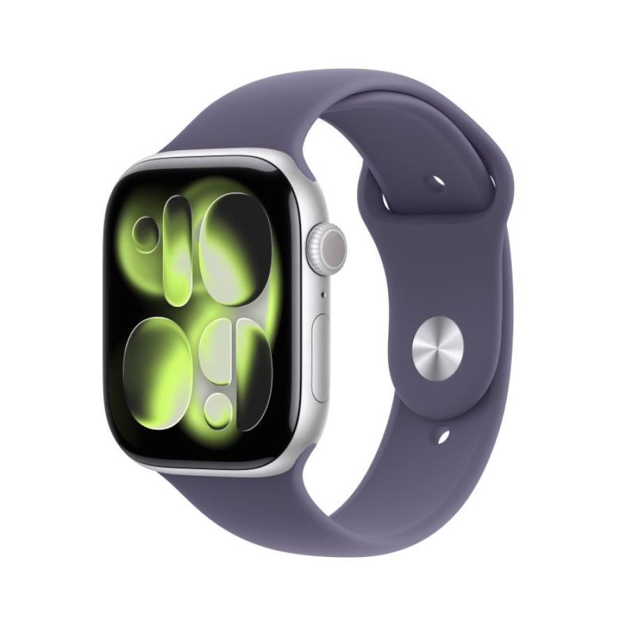 Apple watch series 11 gps 46mm silver aluminium gehäuse mit sport band (purple fog) - m/l