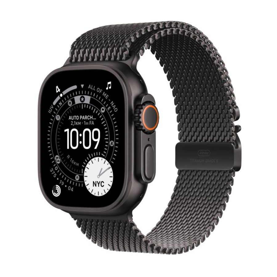 Apple watch ultra 3 gps + cellular 49mm black titanium case with black titanium milanese loop - medium