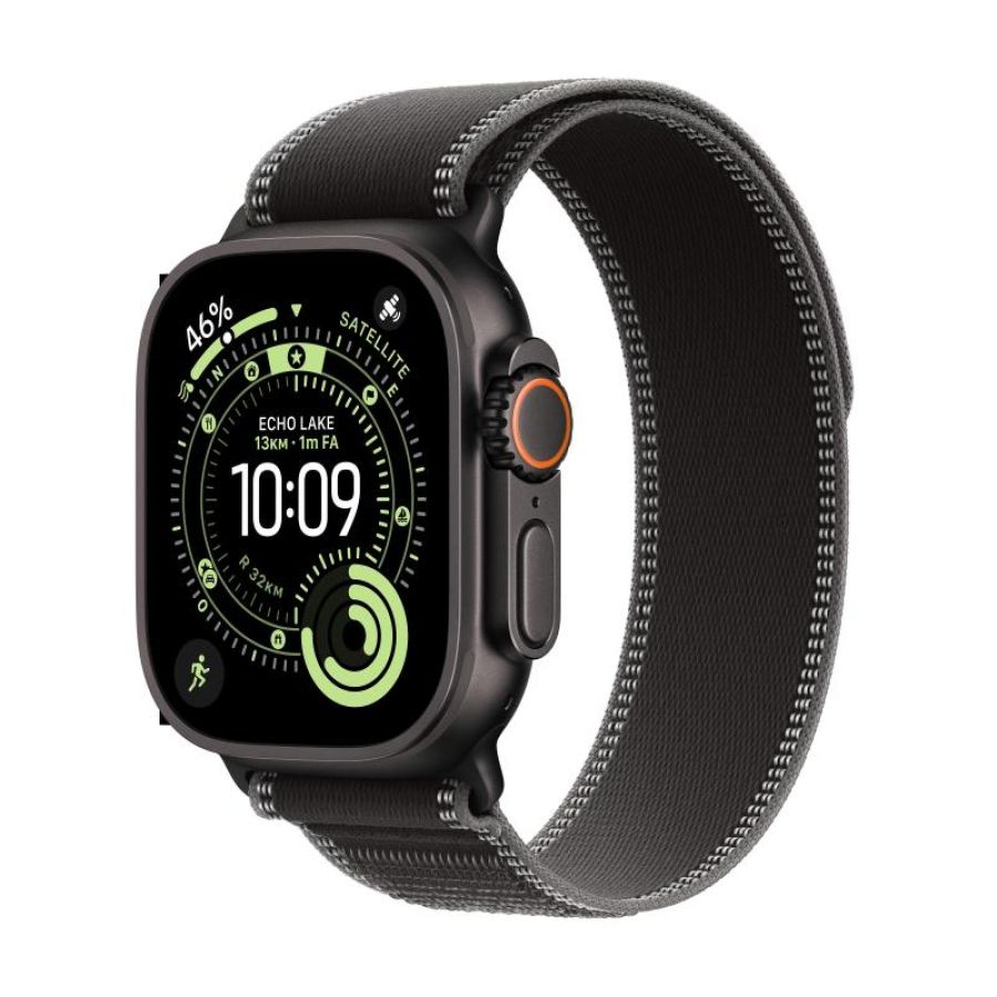 Apple watch ultra 3 gps + cellular 49mm black titanium case with black/charcoal trail loop - m/l