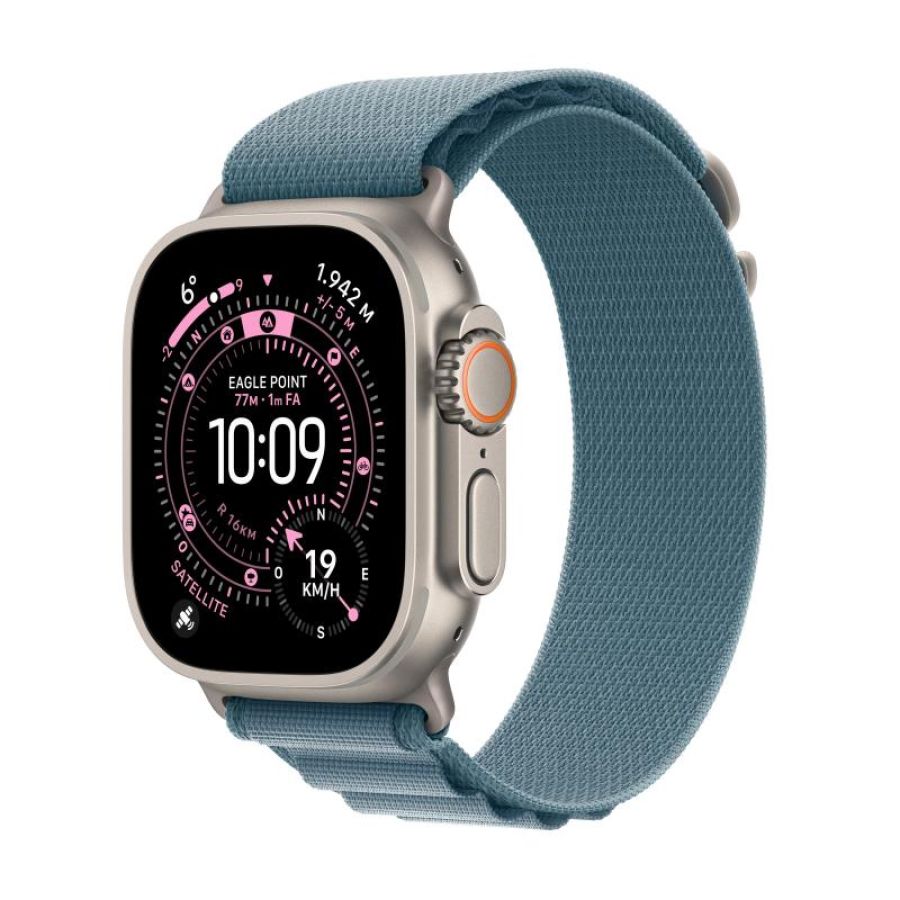 Apple watch ultra 3 gps + cellular 49mm natural titanium case with light blue alpine loop - large