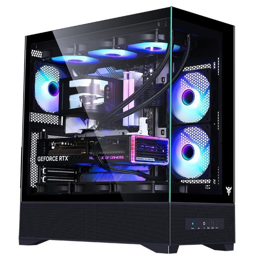 Case itek m.tower showbui 37b - gaming tower, atx, 3x12cm argb fan, type-c, 2xusb3.0, side & front panel temp, - itgcasb37b