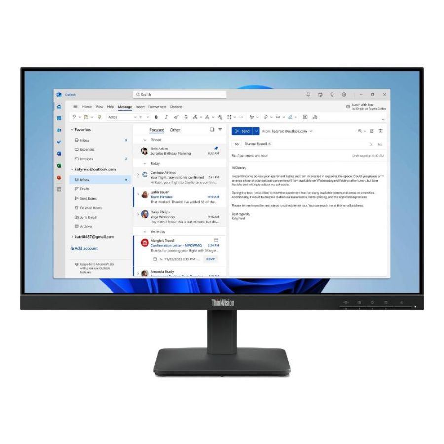 Lenovo monitor 23,8 led ips 16:9 fhd 6 ms 250 cdm, vga/hdmi, s24-4e