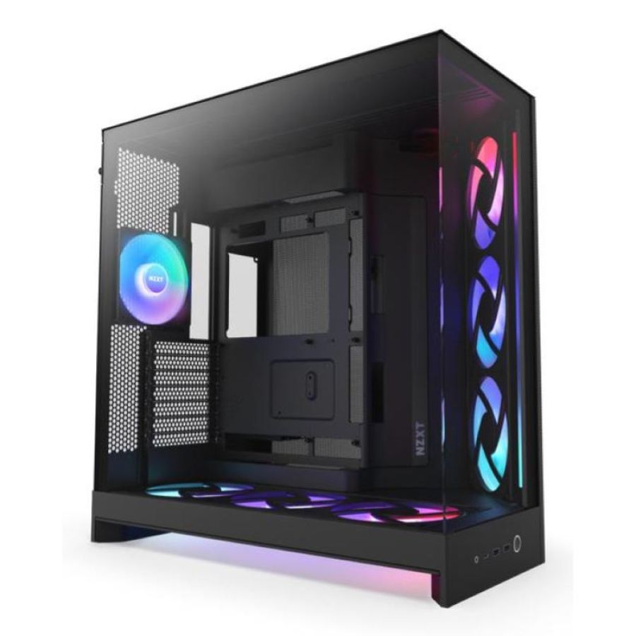 Nzxt h9 flow rgb+ (2025) all black midi tower atx gaming gehäuse schwarz mit glasfenster
