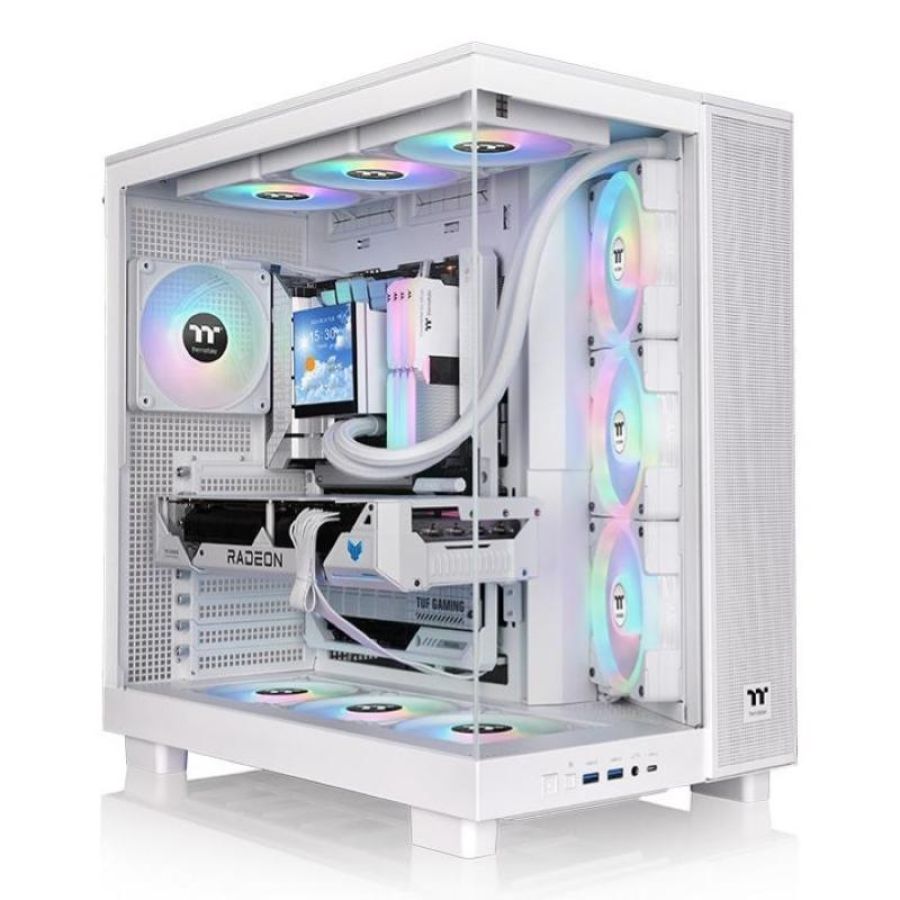 Thermaltake view 380 xl tg argb mid tower atx gehäuse sichtfenster snow white