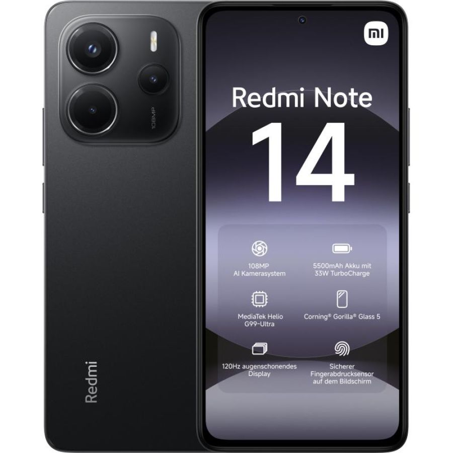 Xiaomi redmi note 14 6/128gb dual-sim smartphone midnight black