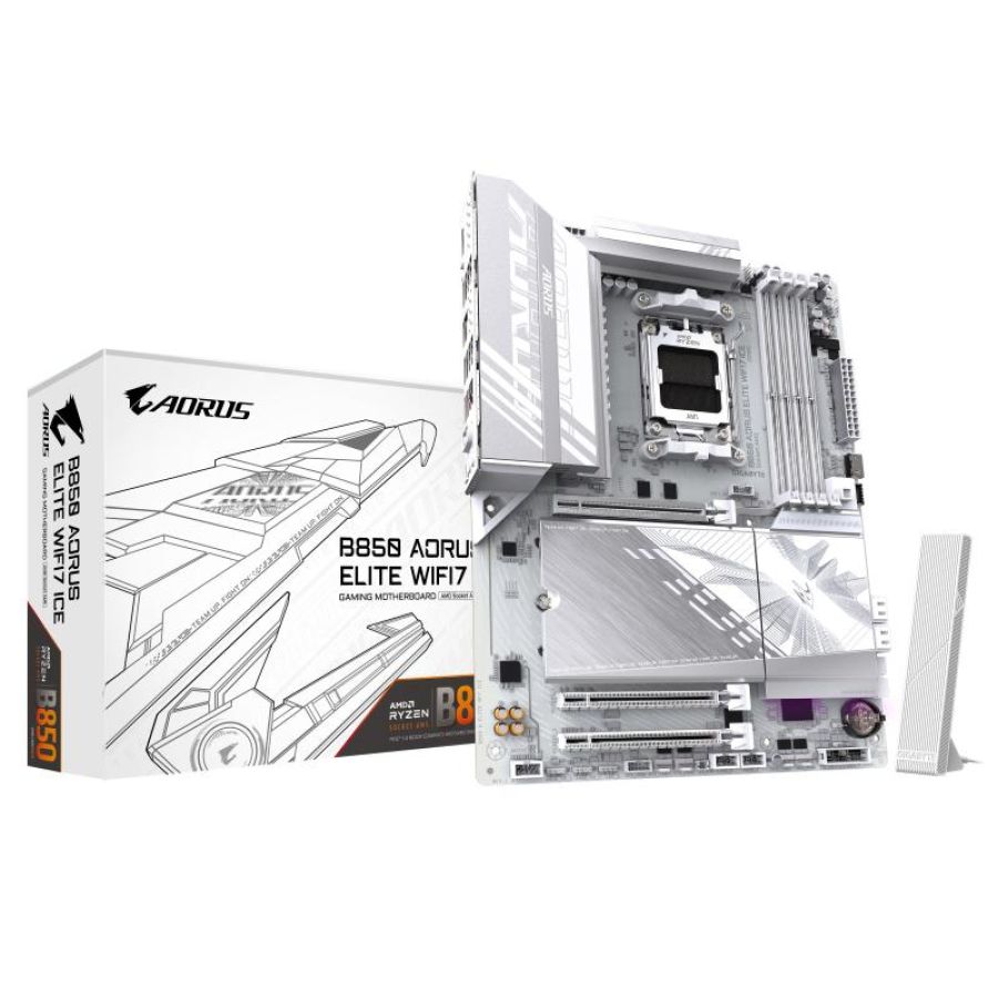 Gigabyte b850 aorus elite wifi7 ice scheda madre - cpu amd ryzen serie 9000, vrm digitale 12+2+1 fasi, fino a 8200mhz ddr5