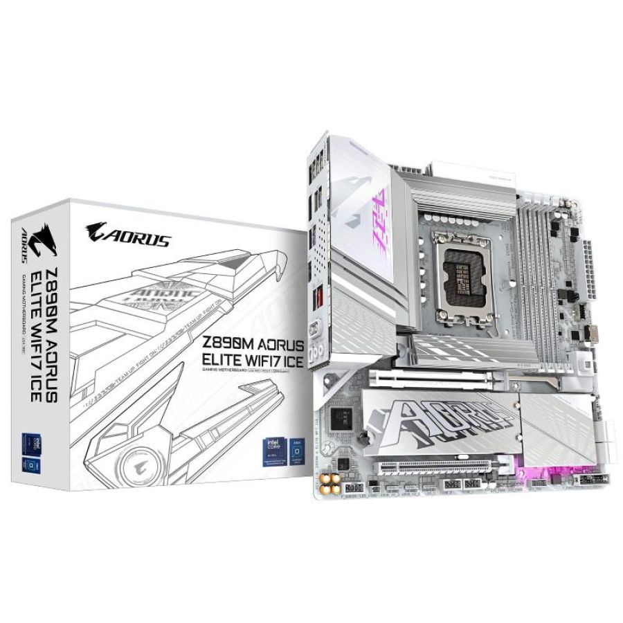Gigabyte z890m aorus elite wifi7 ice scheda madre - supporta cpu intel core ultra (serie 2), vrm a 12+1+2 fasi, fino a 8800mhz