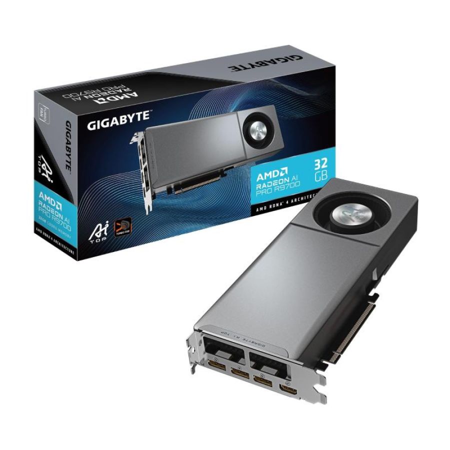 Gigabyte radeon ai pro r9700 ai top 32g scheda grafica - 32 gb gddr6, 256 bit, pci-e 5.0, 2920 mhz frequenza del core, 3 x