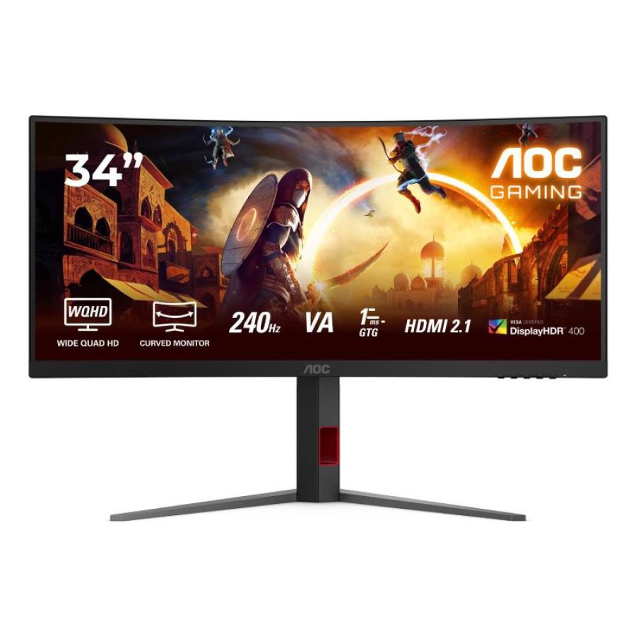 Aoc g4 cu34g4z monitor pc 86,4 cm (34\) 3440 x 1440 pixel wide quad hd led nero, rosso