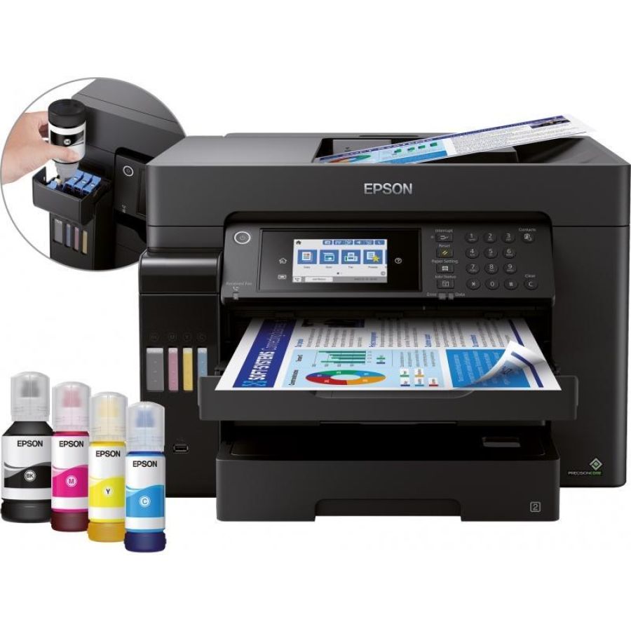 Epson multifunzione ink a3 colore, ecotank et-16655, 25ppm, adf, fronte/retro, usb/lan/wifi - 4 in 1
