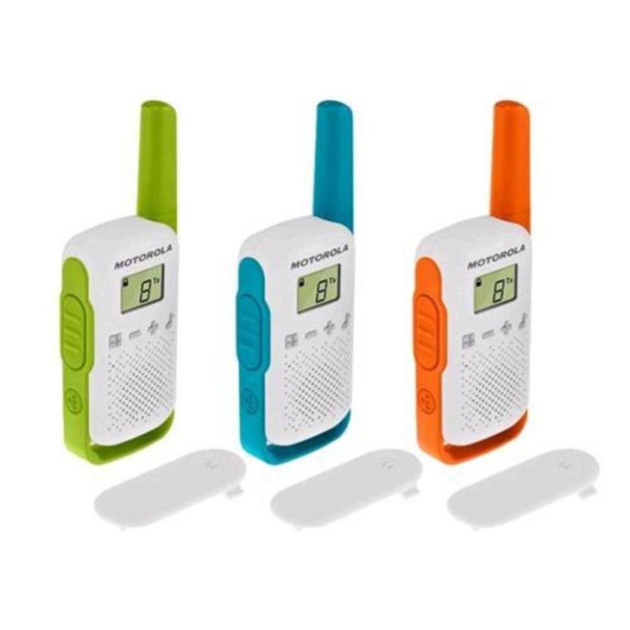 Motorola talkabout t42 walkie talkie 16 canali 4.000mt conf. 3 pz. verde/arancione/bianco