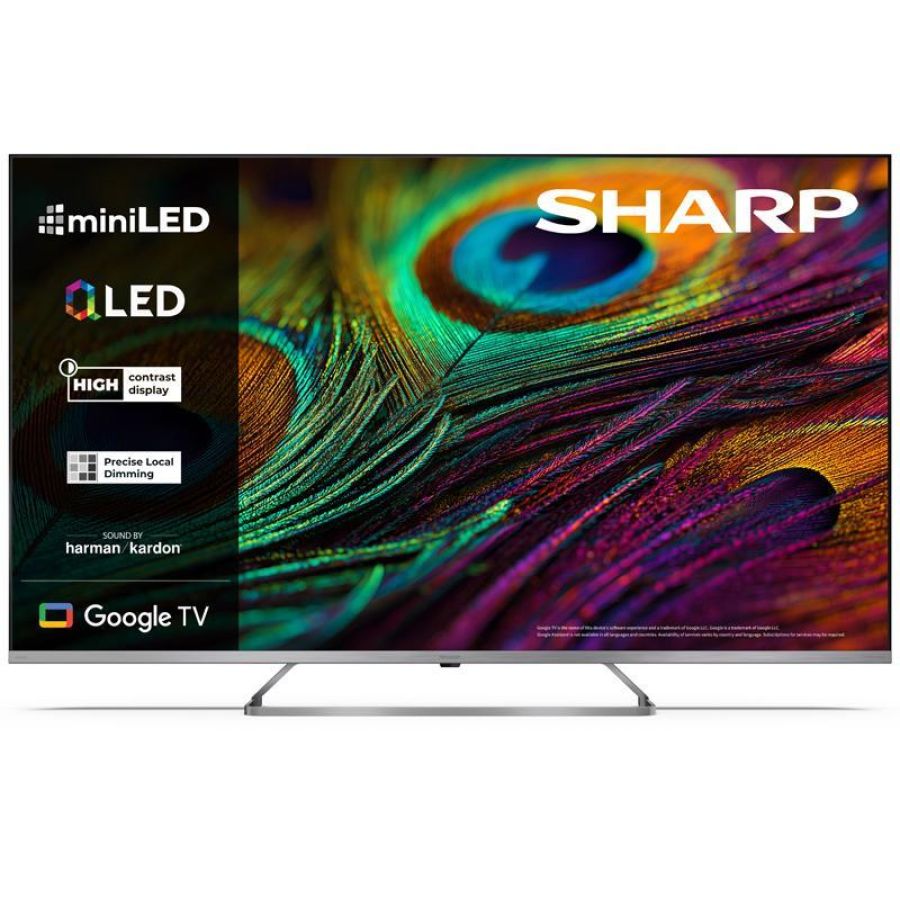 Sharp 65jp7265e - 65 google tv miniled qled 4k - frameless - harman / kardon - audio dolby digital+ / dts hd - chromecast - light grey - it