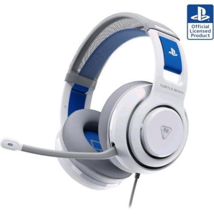 Turtle beach atlas 200 cuffie gaming con microfono cablate licenza ufficiale sony playstation driver nanoclear da 50mm microfono flip-to-mute bianco blu