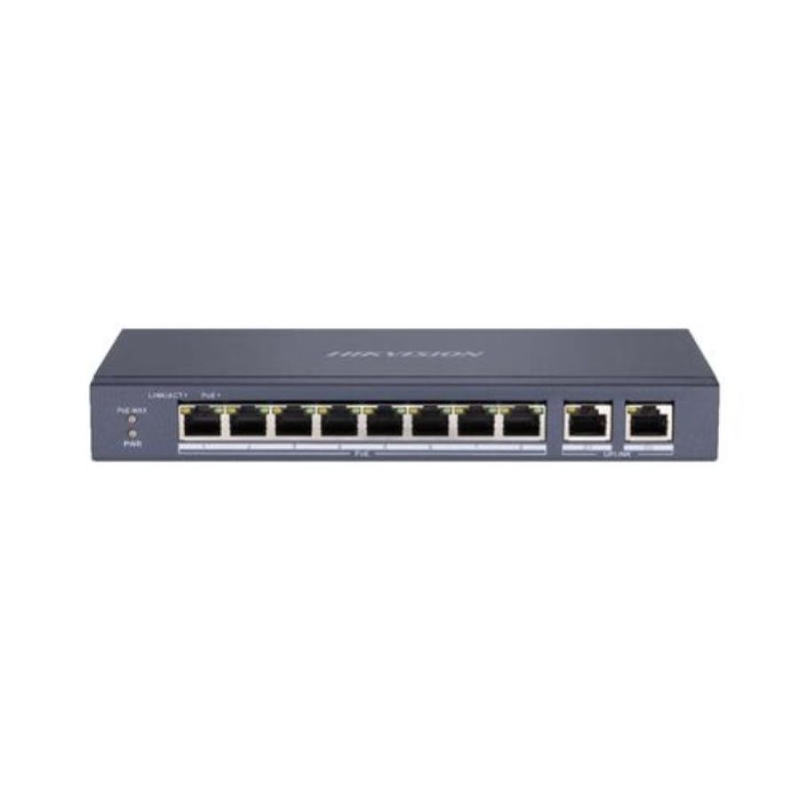 Hikvision switch 8p lan 10/100m rj45 poe+2p gigabit rj45 hikvision ds-3e0310p-e/m 802.3af/at, poe po