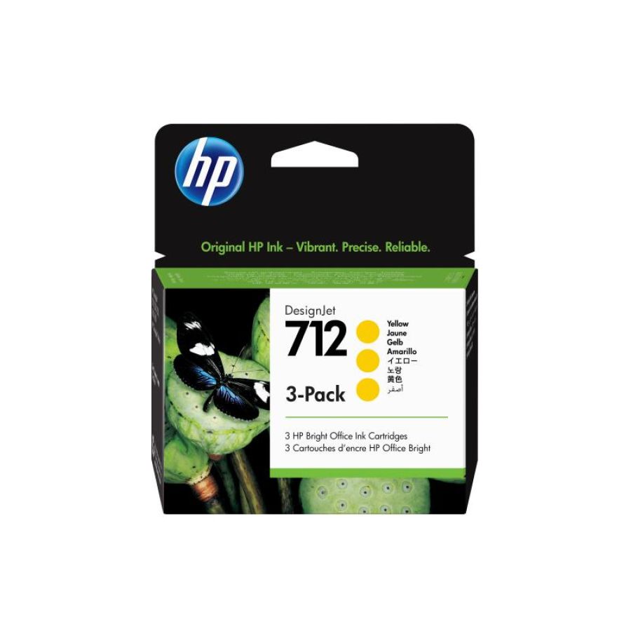 Hp confezione da 3 cartucce di inchiostro giallo originale designjet 712 da 29 ml