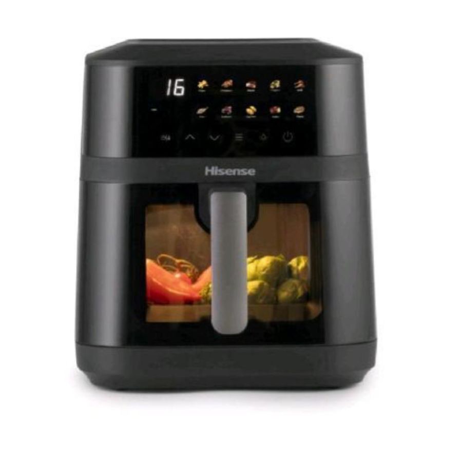 Hisense haf1800dcd friggitrice aria 6,3 lt 1.800 w display a colori vetro frontale 10 programmi fino a 200 gradi nero