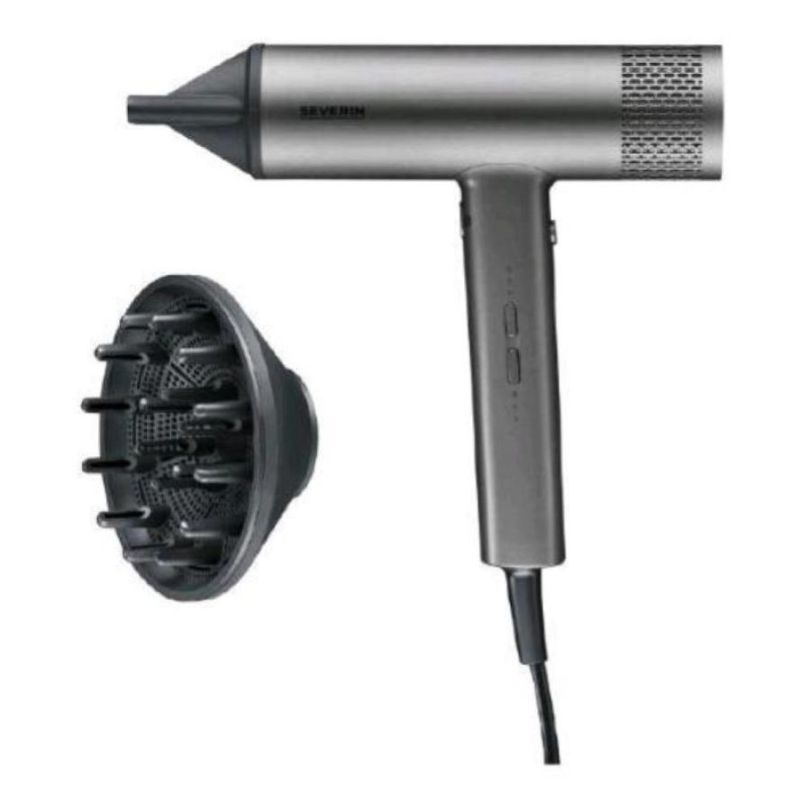 Severin ht0169 phon asciugacapelli 2000w 3 velocita` 3 temperature con diffusore e concentratore grigio