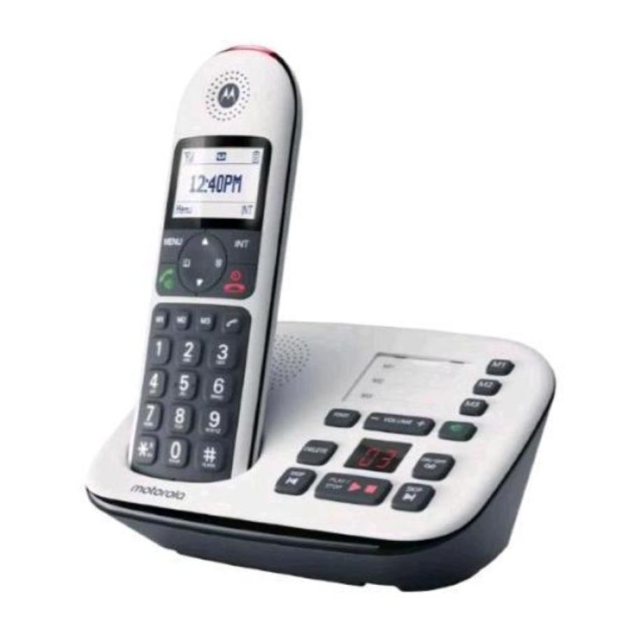 Motorola cd5001 cordless senior con segreteria telefonica tasti grandi retroilluminati ampio display retro in gomma antisicivolo vivavoce blocco chiamate compatibile con aparecchi acustici modalita` notturna nero/bianco