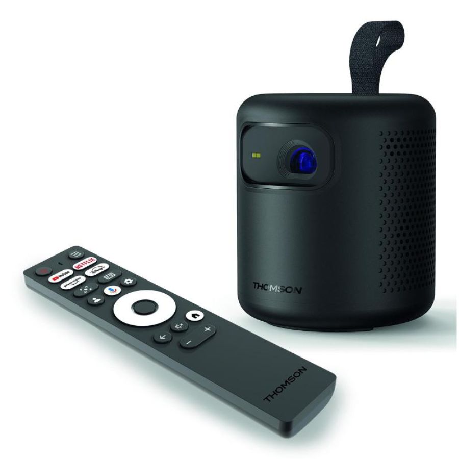 Proiettore thomson portatile smart batetrua led 350nit ottica corta