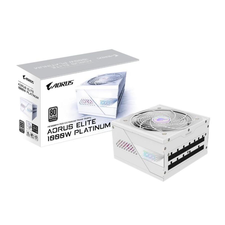 Gigabyte aorus elite p1000w ice alimentatore - pcie 5.0, 80 plus platinum, design completamente modulare, ventola da 120 mm,