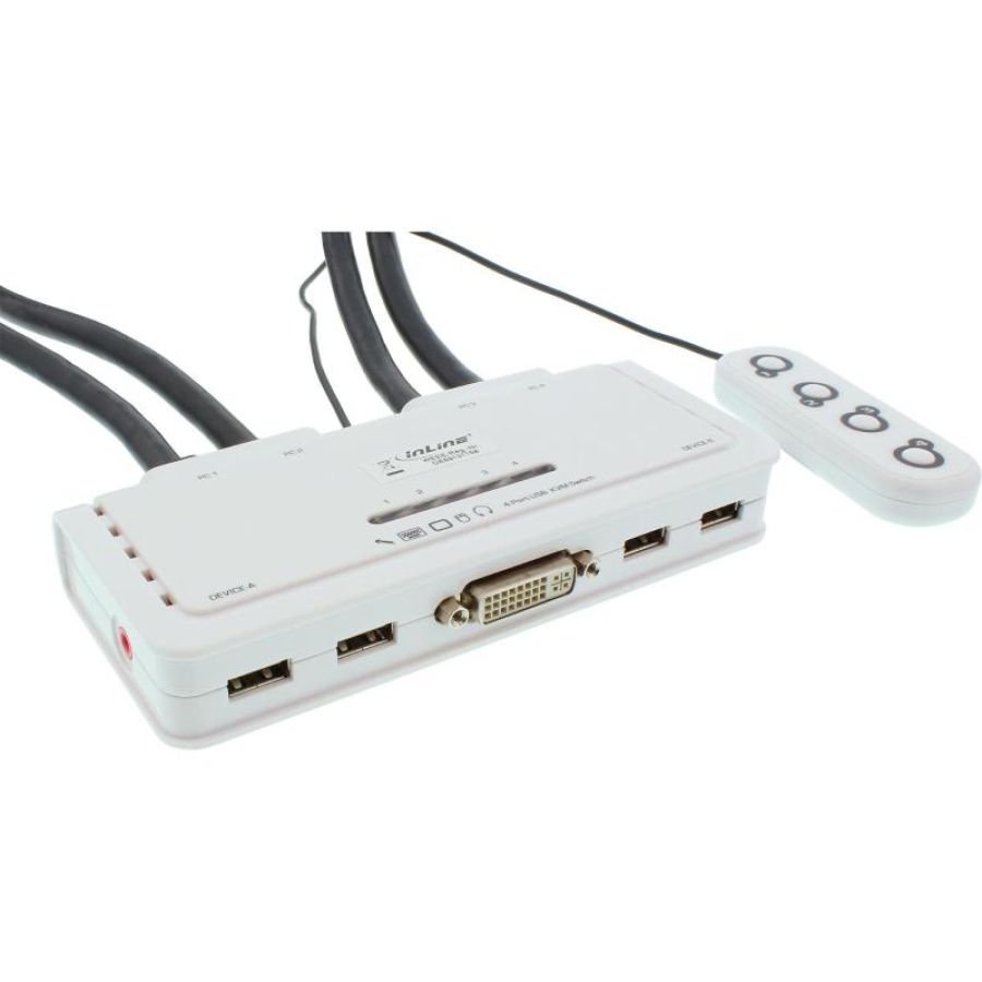 Inline kvm switch, 4 porte, usb dvi, audio, all-in-one