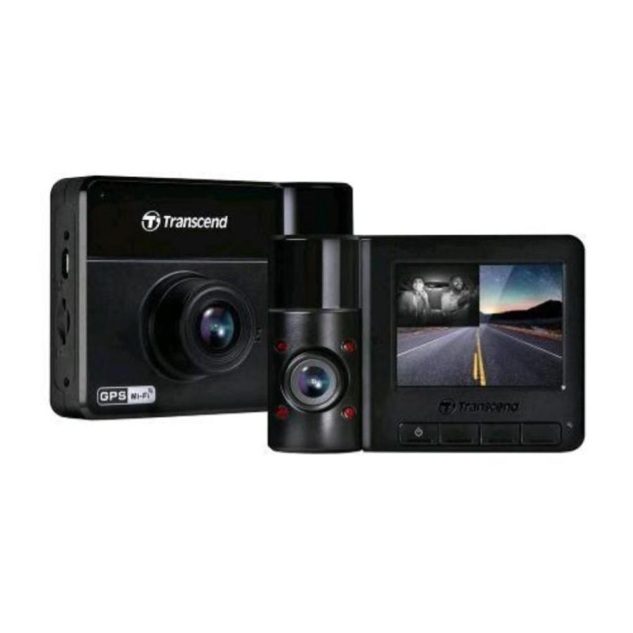 Transcend drive pro 550 dashcam dual display 2.4 64gb microsdxc full hd wi-fi 60 fps gps black