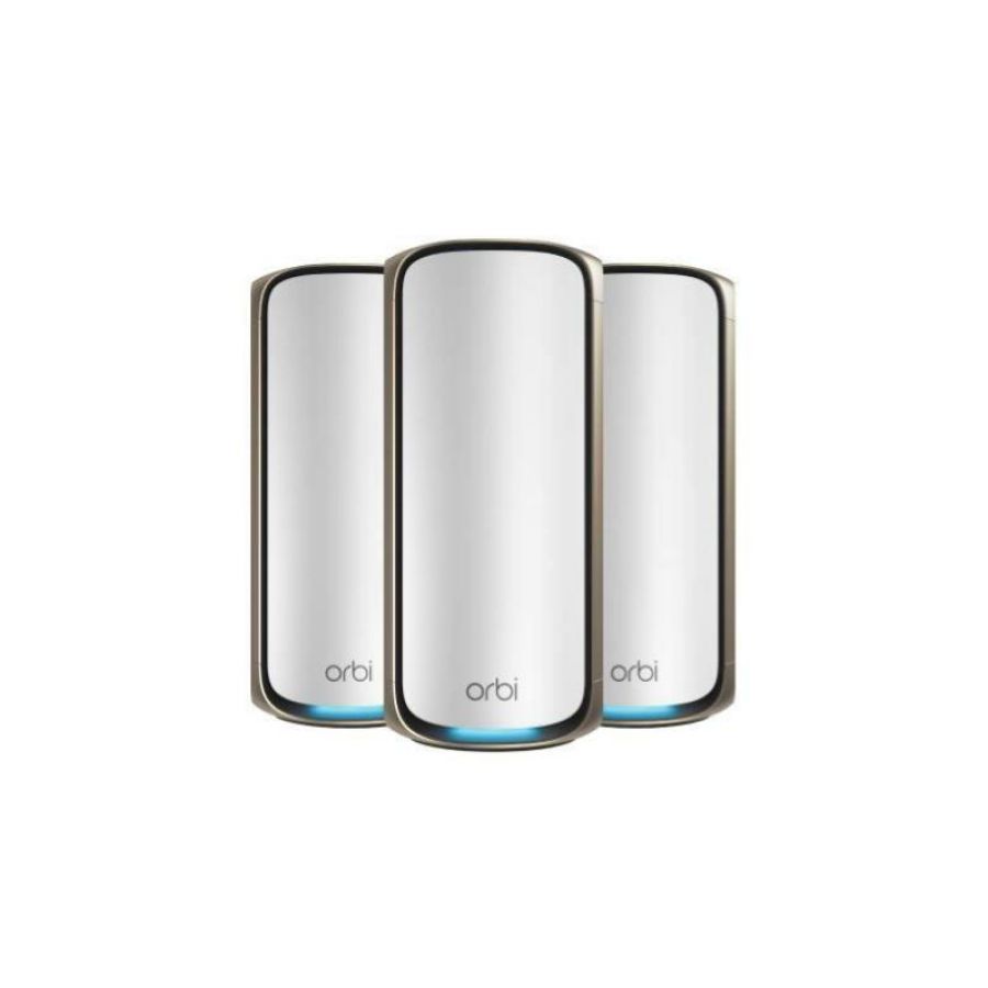 Netgear orbi 970 series quad-band wifi 7, 3-pack quad-band (2.4 ghz / 5 ghz-1 / 5 ghz-2 / 6 ghz) wi-fi 6 (802.11ax) grigio