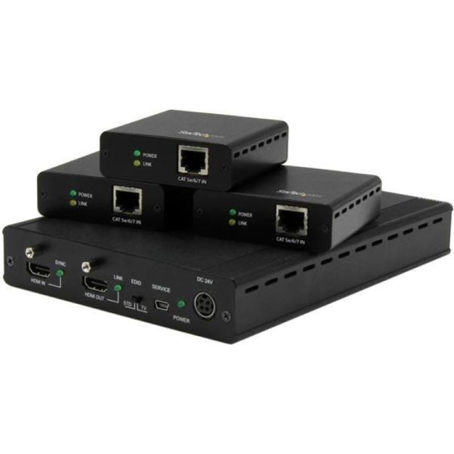 Startech.com kit extender hdbaset a 3 porte con 3 ricevitori - splitter hdmi 1x3 via cat5 - fino a 4k