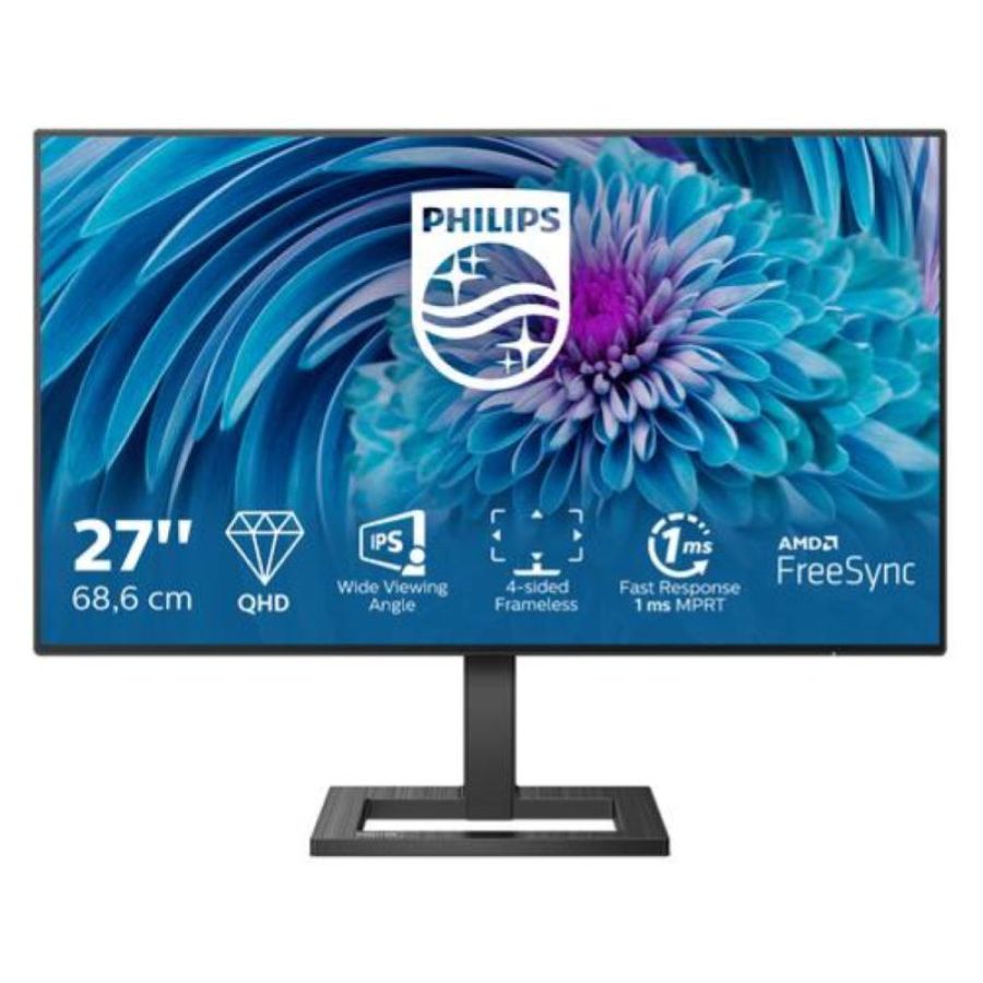 Philips monitor 27 led ips qhd 16:9 1ms 75hz, 350 cdm, dp/hdmi, reg altezza, multimediale