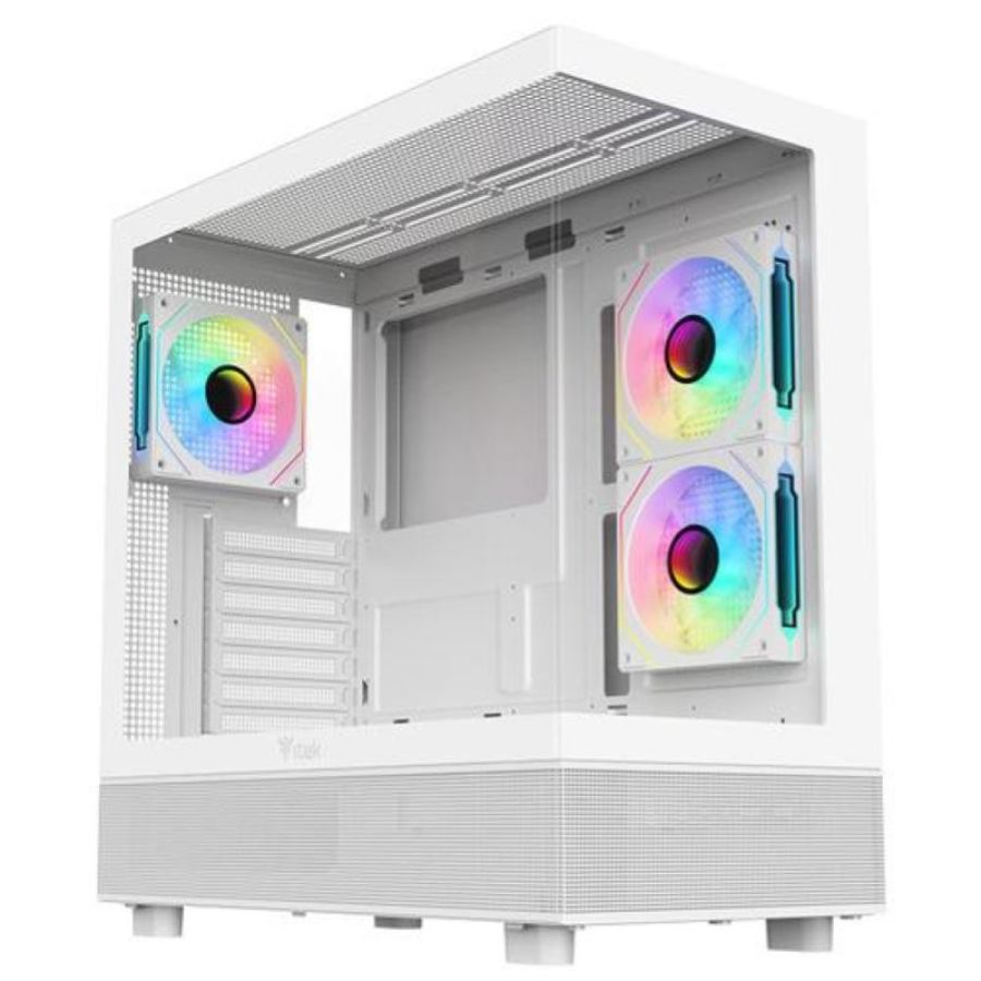 Itek case showbui 42w, gaming tower, atx, 3x12cm argb fan, 2xusb3, type-c, side front panel temp