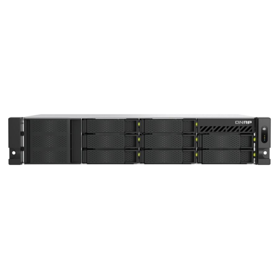 Nas rack 2u qnap ts-h1065eu-rp-8gÂ 8hd 2.5/3.5 2x e1.s o 2x m.2 pcie ram 8gb 2x 2.5gbe intel 4core 2x350w