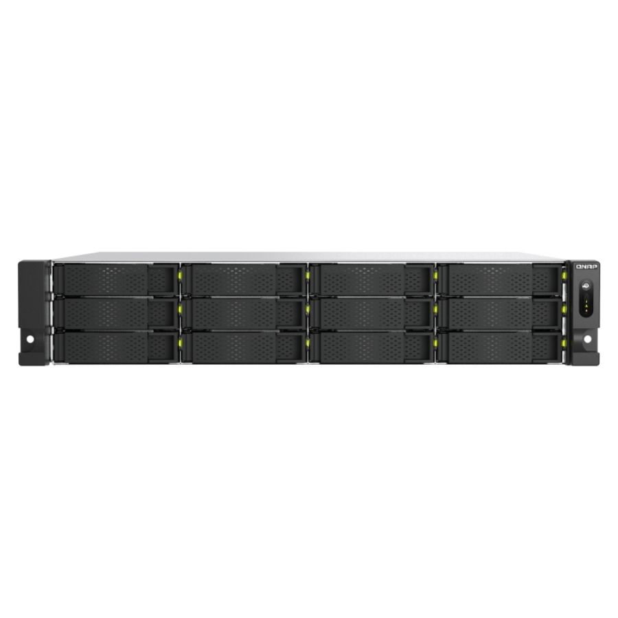 Nas rack 2u qnap ts-h1465u-rp-8gÂ 12hd 2.5/3.5 2x e1.s o 2x m.2 pcie ram 8gb 2x 2.5gbe intel 4core 2x350w