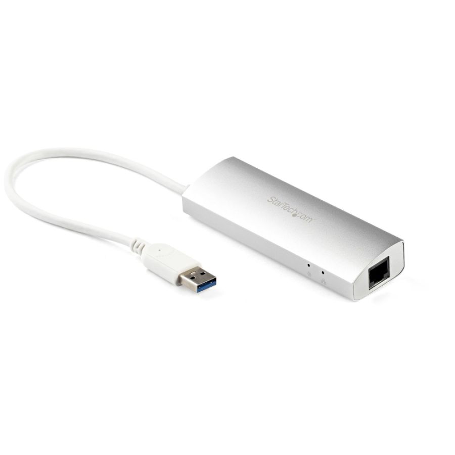 Startech.com hub usb a 3 porte con ethernet, 3 porte usb-a, gigabit ethernet/gbe, usb 5gbps, alimentato tramite usb, hub usb