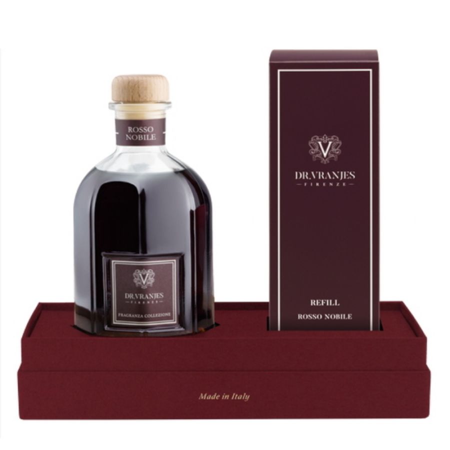 Gft0016bjcse2 dr.vranjes gift box fragranza ambiente 500 ml & ricarica 500 ml - rosso nobile - prodotto originale sigillato bastoncini inclusi