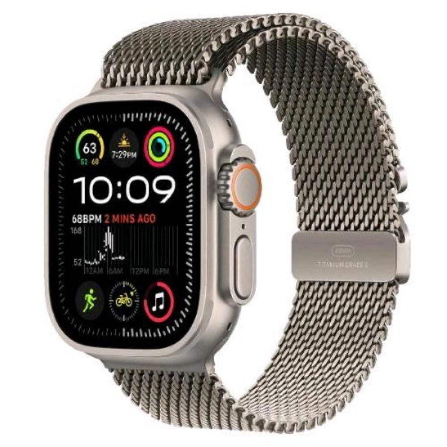 Apple watch ultra 2 gps + cellular 4g 49mm cassa in titanio naturale cinturino loop milanese titanio naturale - m