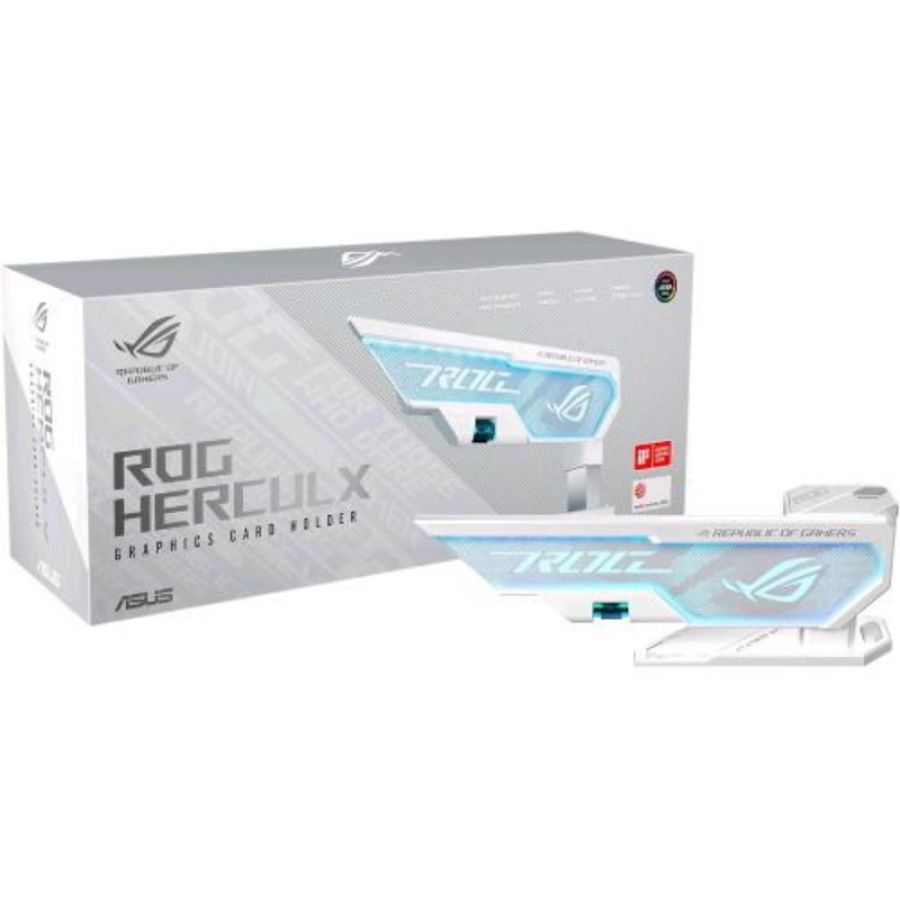 Asus rog herculx supporto per scheda grafica in lega di zinco aura sync livella integrata altezza regolabile da 72 a 128mm bianco