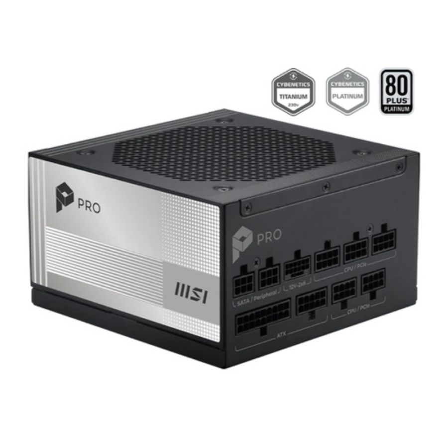 Msi alimentatore pro a1000pl pcie5, eu, black embossed cable , 1000w, full -modular , platinum
