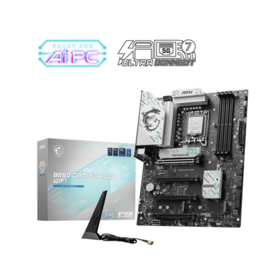Msi mb intel b860 gaming plus wifi atx ddr5, 2pci-ex16, 2pci-ex1, 4sata3