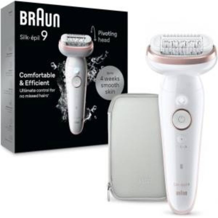 Braun epilatore elettrico silk-Épil 9 wet & dry ses9000 bianco/rosa