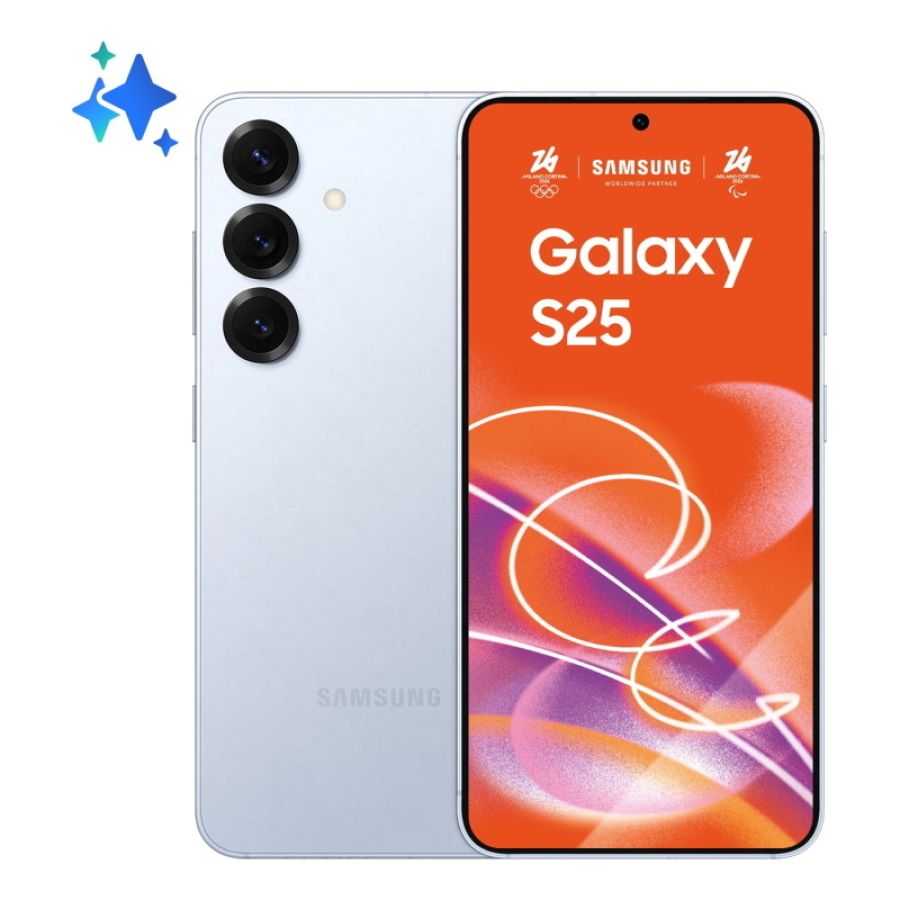 Samsung galaxy s25 smartphone ai, display 6.2\`\` fhd+ dynamic amoled 2x, fotocamera 50mp, ram 12gb, 128gb, 4.000 mah, icyblue