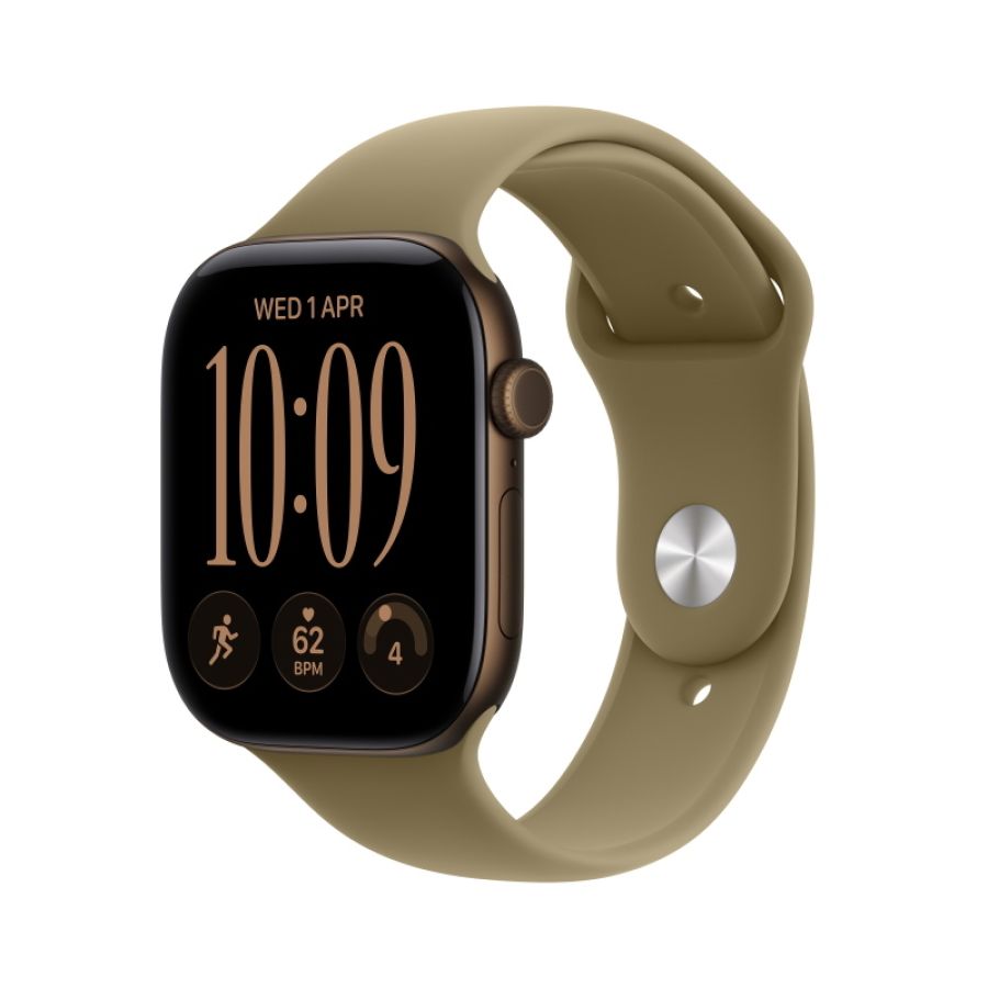 Apple watch series 12 gps 42mm dark bronze aluminium gehÃ¤use mit olive sport band - m/l