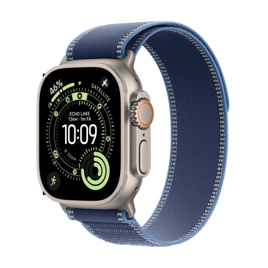 Apple watch ultra 3 gps + cellular 49mm natural titanium case with blue/bright blue trail loop - s/m