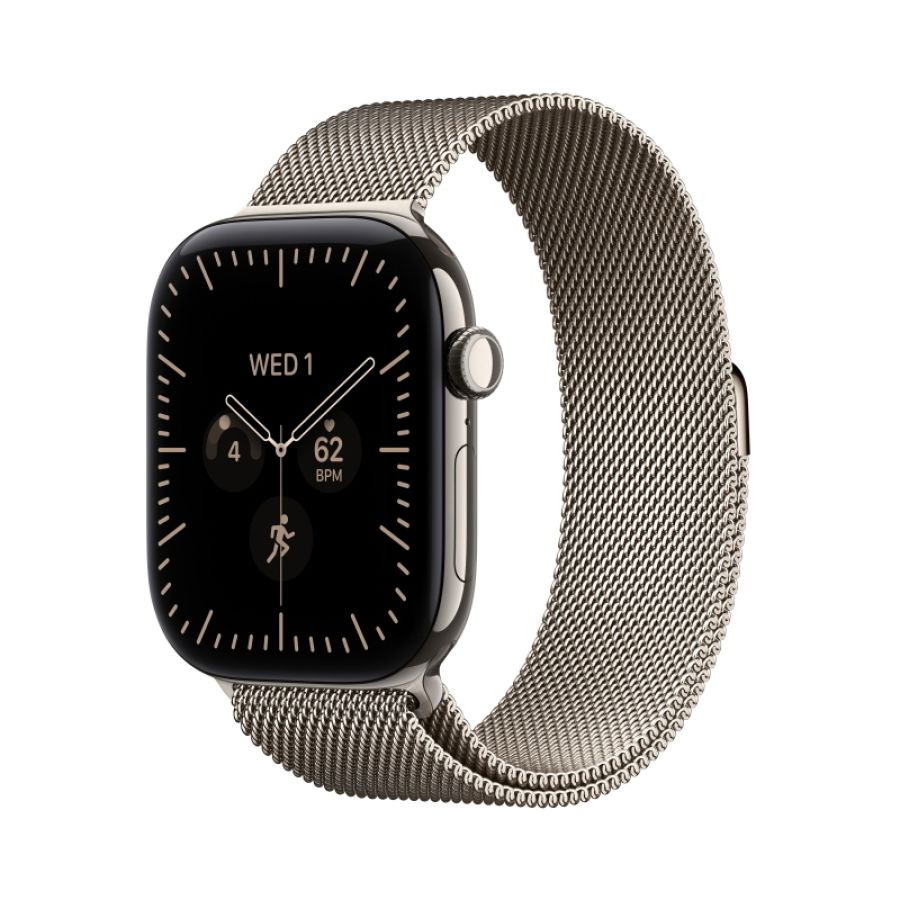 Aw s12 gps+cell 46mm natural titanium case with natural milanese loop - s/m