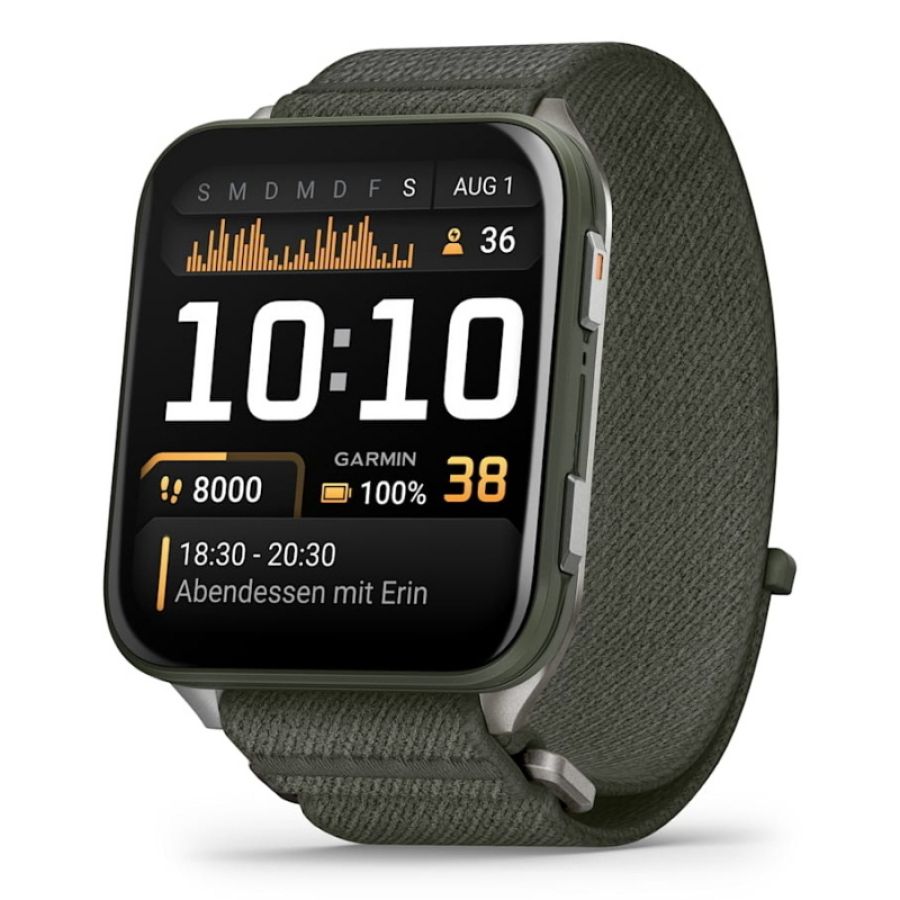 Garmin venu® x1 moosgrün mit comfortfit-nylonarmband moosgrün