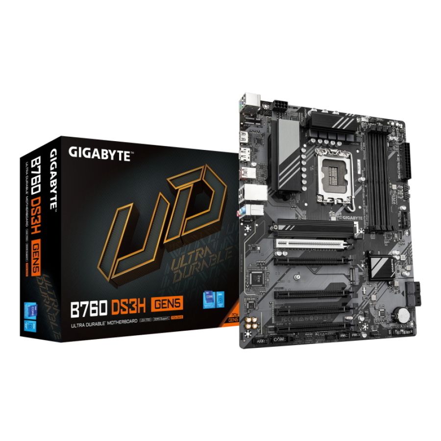 Gigabyte mb gygabyte b760 ds3h gen5 lga1700 4xddr5dc7600oc/4000 hdmi dp 1xpcie5.0x16 m.2 4xsata usb3.2 gblan atx 9mb76s355-00-g10