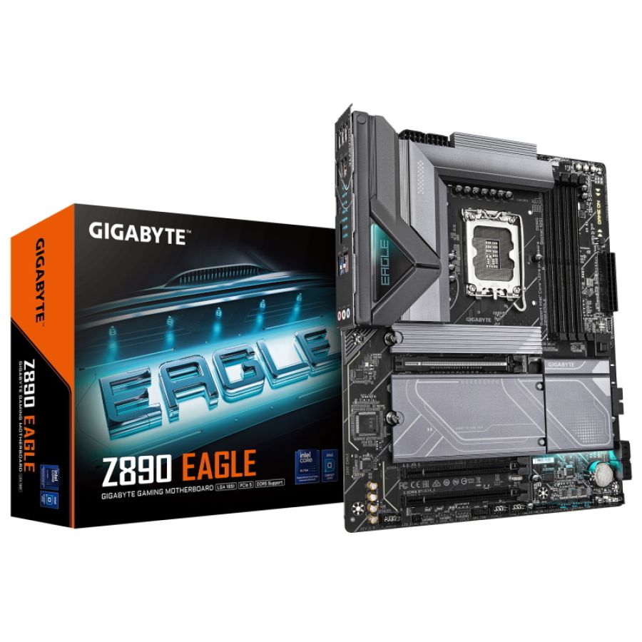 Gigabyte mb gygabyte z890 eagle lga1851 4xddr5dc-8800oc/5600 usb4 dp-c 1xpcie5.0x16 m.2 4xsata usb3.2 gblan atx 9mz89eg-00-g10