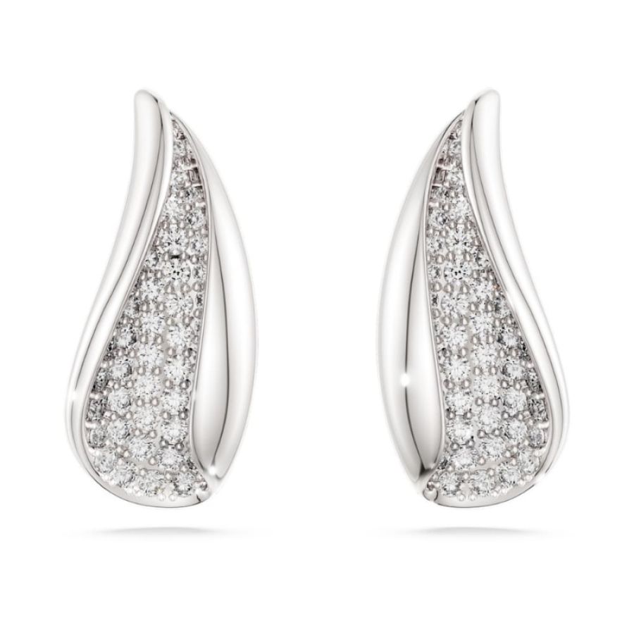 Swarovski 5745016 orecchini / pendenti swarovski classica, taglio round, bianchi, argento sterling di swarovski originale