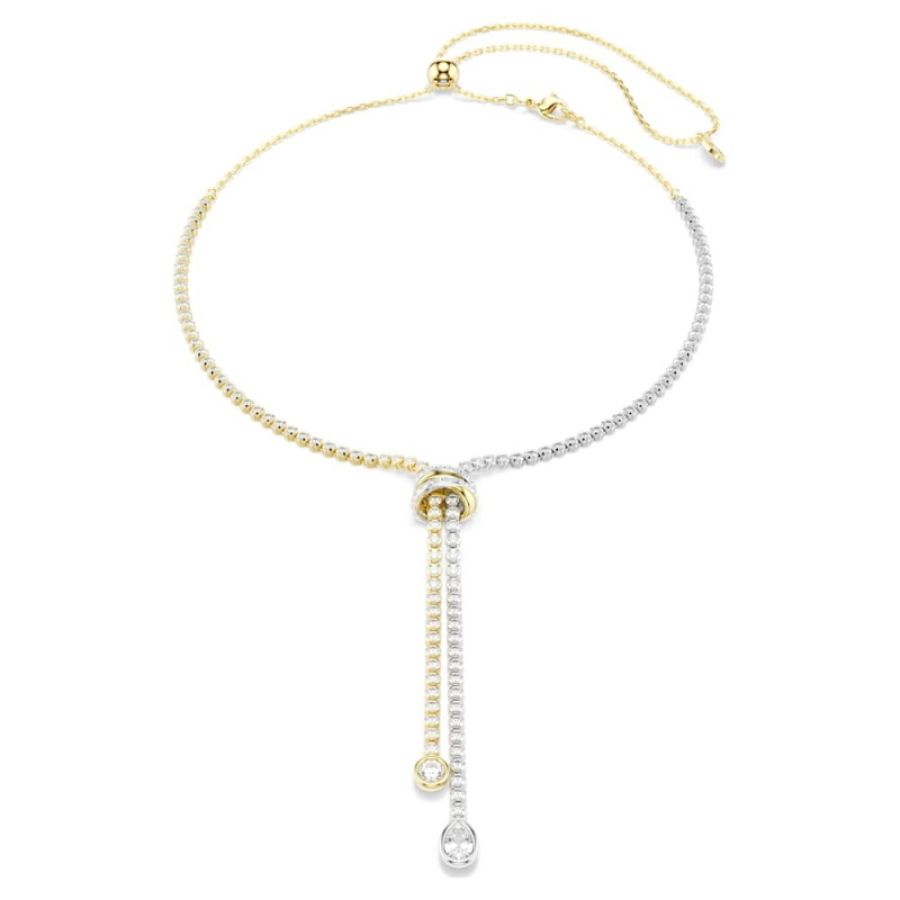 Swarovski 5752854 collana a y hyperbola, taglio round, nodo, bianco, mix di finiture di swarovski originale